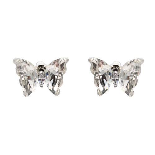 Rhodium With Clear CZ Butterfly Earirngs Rhodium With Clear CZ Butterfly Earirngs