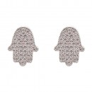 Gold Plated With Clear CZ Hamsa Earrings