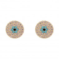Gold Plated With Clear CZ Evil Eye Earrings