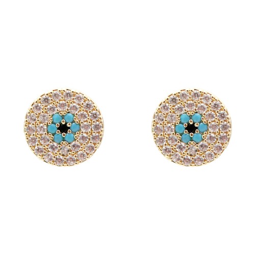 Gold Plated With Clear CZ Evil Eye Earrings Gold Plated With Clear CZ Evil Eye Earrings