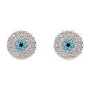 Gold Plated With Clear CZ Evil Eye Earrings Gold Plated With Clear CZ Evil Eye Earrings