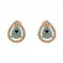 Rhodium Color With Clear CZ Evil Eye Earrings Rhodium Color With Clear CZ Evil Eye Earrings