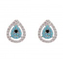Rhodium Color With Clear CZ Evil Eye Earrings Rhodium Color With Clear CZ Evil Eye Earrings