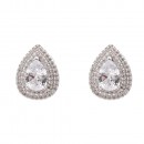 Rhodium Color With Clear CZ Tear Drop Earrings Rhodium Color With Clear CZ Tear Drop Earrings