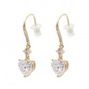 Rhodium With Clear CZ Heart Earrings Rhodium With Clear CZ Heart Earrings