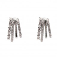 Rhodium Color With Clear CZ Earrings