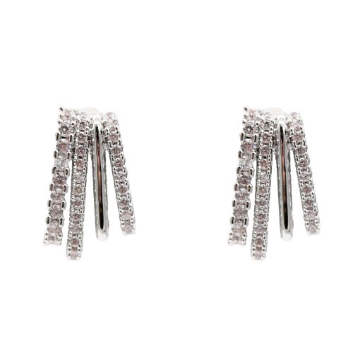 Rhodium Color With Clear CZ Earrings