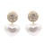Gold-Plated-With-Clear-CZ-Heart-Pearl--Earrings-Gold