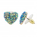 Gold Plated Blue AB Crystal Heart Shape Earring
