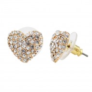 Gold Plated With Clear Crystal Heart shape Earrings