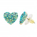 Rhodium Plated Pink Crystal  Heart Shape Earring
