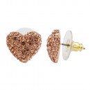Rose Gold Plated Peach Crystal  Heart Shape Earring