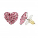 Rhodium Plated Pink Crystal  Heart Shape Earring