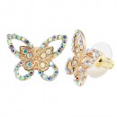 Rose Gold Plated Peach Crystal Butterfly Earring