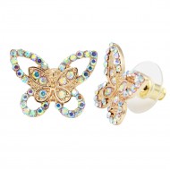 Gold Plated With AB Crystal Butterfly shape Earrings