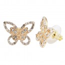 Rose Gold Plated Peach Crystal Butterfly Earring