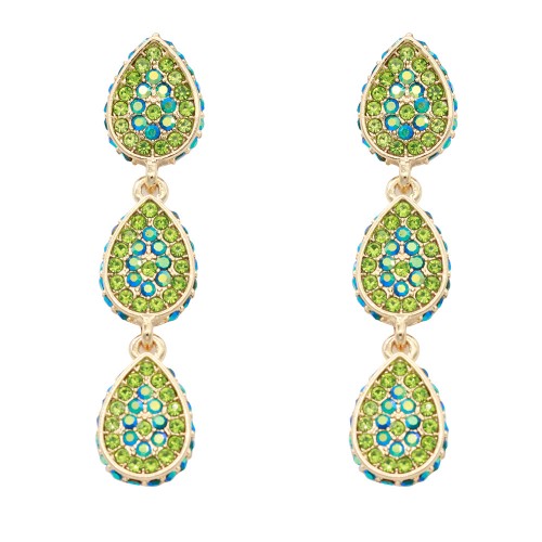 Gold Plated Emerald Green AB Crystal Dangle Earring