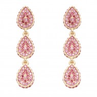 Gold Plated With Pink Crystal Heart shape Earrings