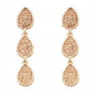 Rose Gold Plated Peach Crystal Earring