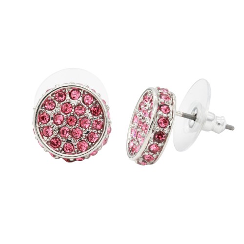 Rhodium Plated Pink Crystal Earring