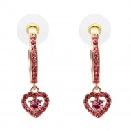 Rose Gold Plated With Pink Crystal Heart shape Hoop Earrings