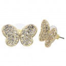Rhodium Plated With AB Crystal Butterfly Earrings