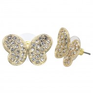Gold Plated With Clear Crystal Butterfly Earrings
