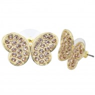 Gold Plated With Topaz Crystal Butterfly Earrings