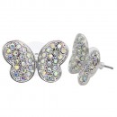 Gold Plated With AB Crystal Butterfly Earrings