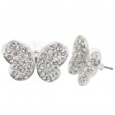 Rhodium Plated With AB Crystal Butterfly Earrings