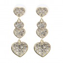 Gold Plated With Topaz Color Crystal Heart Shape Earrings