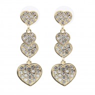 Gold Plated With Clear Crystal Heart Shape Earrings