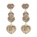 Gold Plated With Red Color Crystal Heart Shape Earrings
