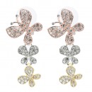 Gold Plated With Multi Color Crystal Butterfly Earrings
