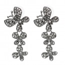 Gunmetal Plated With Hematite Crystal Butterfly Earrings