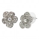 Gold Plated With Clear Crystal Flower Earrings