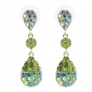 Gold Plated With Green Color Crystal Earrings