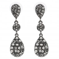 Gunmetal Plated With Hematite Color Crystal Earrings