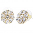 Gold Plated With AB Crystal Flower Stud Earrings