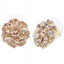 Gold Plated With Topaz Color Crystal Flower Stud Earrings
