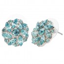 Gold Plated With Clear Crystal Flower Stud Earrings