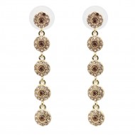 Gold Plated With Topaz Color Crystal Earrings