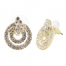 Gold Plated With Topaz Color Crystal Earrings