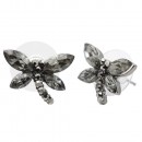 Rhodium Plated With Clear Crystal Dragonfly Earrings
