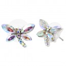 Gold Plated With AB Crystal Dragonfly Earrings