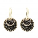 Gold Plated With Jet Crystal Double Disc Earrings