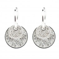 Rhodium Plated With Clear Crystal Double Disc Earrings
