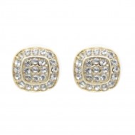 Gold Plated With Clear Crystal Stud Earrings