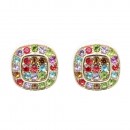 Gold Plated With Multi Color Stud Earrings