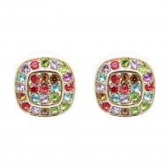 Gold Plated With Multi Color Stud Earrings